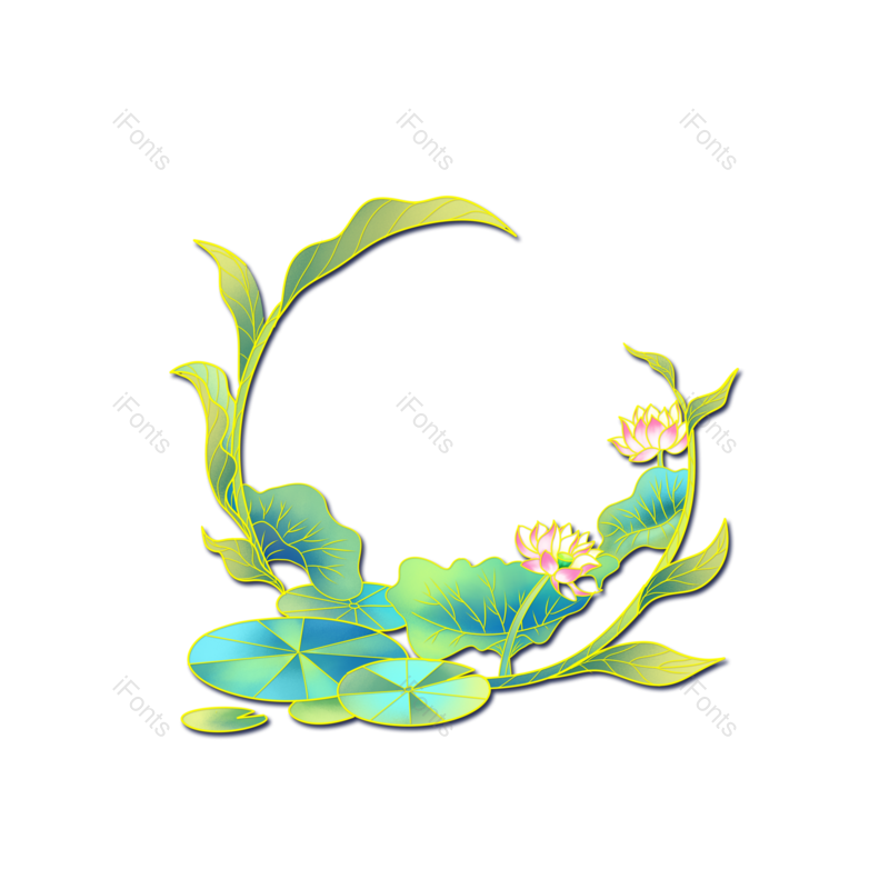 边框图片,中国风元素,荷花PNG,夏天免抠素材